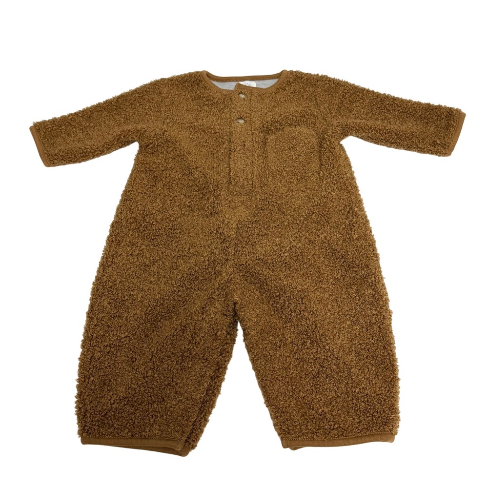 Baby Gap Brown Sherpa Fleece Bear Coverall Tail Detail 6-12 Months Winter Gear